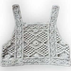 Women's Crochet Tank Top Boho Open Knit 100% Cotton Khaki Size OS